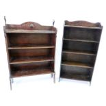 Two early 20th century oak dwarf open fronted bookcases,