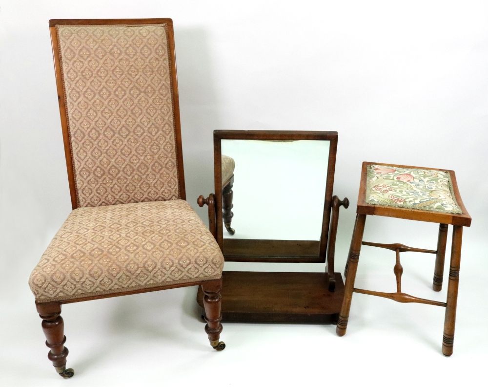 A Victorian mahogany frame swing toilet mirror, the base 51.