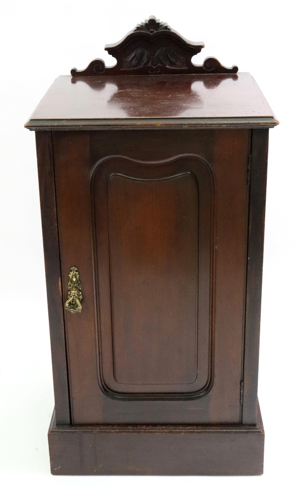 An Edwardian walnut pot cupboard, 44cm wide x 37cm deep x 87cm high and another of similar period,