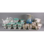 A Victorian floral, green and gilt border and painted forty two piece tea service,