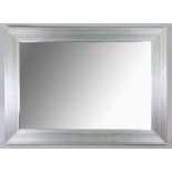 A contemporary 'ribbed silver' moulded rectangular wall mirror, 91 x 66cm,