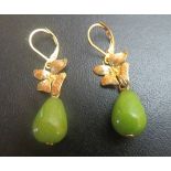 Jade earrings, 43 mm drop approx,