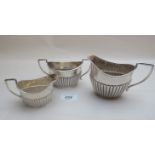 A silver sugar bowl and two silver cream jugs all fully hallmarked est: £100-£140