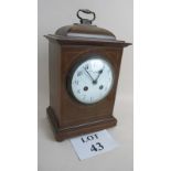 An Edwardian inlaid mahogany cased striking mantel clock, The Sheffield Goldsmith's Company,