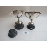 Two small silver trophy's on bases both fully hallmarked est: £25-£45