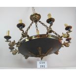 A superb quality Regency-revival gilt-metal and japanned chandelier,
