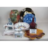 Decorative and ornamental ceramics, to include a leaf design hors d'oeuvre stand,