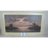 Dutch School (20th Century) - 'River landscape', oil on canvas, indistinctly signed, 38cm x 78cm,