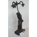 After Jean-Jules Cambos (1828-1885) - A modern elegant bronze table lamp, entitled 'La Gigale',