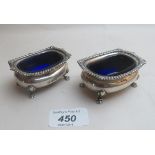 A pair of silver salts with blue liners Chester 1915 est: £40-£60