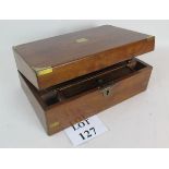 A Victorian brass bound walnut writing slope,