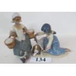 Two Lladro groups modelled as young girls with dogs est: £30-£50 (B4)