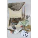 Coins, banknotes, clay pipes,