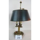 A decorative Neo-classical revival bronzed table lamp, with toleware shade,