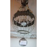 A large and ornate 20th century period style gilt metal and cut glass lustre drop chandelier,