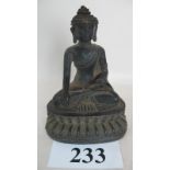 A Chinese bronze statue of a seated Buddha, Ming style probably later,