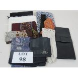 A collection of vintage 20th century scarves (some silk), ties, one pair leather gloves,