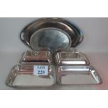Silver plate: Comprising two entree dishes,