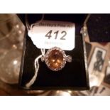 A citrine set ring stamped 925 (size N) boxed est: £30-£40