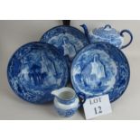 A set of three George Jones blue & white 'Abbey' pattern bowls, a H.