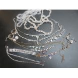 A collection of mainly paste jewellery, a quartz necklace,