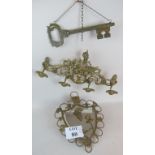 An ornate period-style cast gilt-metal coat/hat rack, 20th century, a similar girandole mirror,