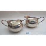 A silver cream and sugar bowl Sheffield 1935 and 1937 (approx 11.
