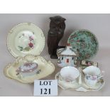 Mixed lot, to include 19th century Chinese Canton 'Famille rose' plate on a celadon ground,