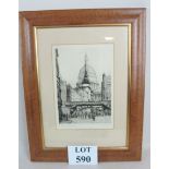 Dorothy Sweet (c1920's/30's) - 'St Pauls from Fleet Street', pencil signed etching, pencil titled,