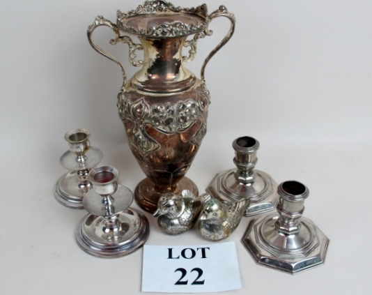 Silver plate - to include an Art Nouveau vase,