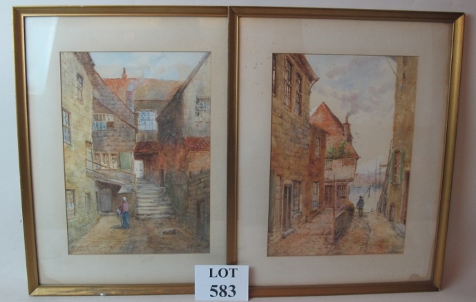 E Nevil (late 19th/early 20th century) - 'Whitby', pair, watercolours, signed, titled,