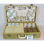 A vintage Brexton picnic hamper, fitted, good condition,