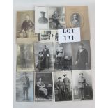 Ten WWI Military postcards, a Victorian studio photograph by D A Stickells of Cranbrook,