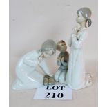 Two Lladro groups, depicting a girl and boy praying,