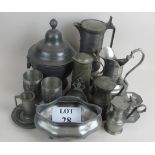 A collection of period-style pewter, mostly 20th century,