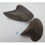 A pair of antique iron mounted hoofs possibly used as scoops est: £80-£120