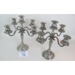 A pair of silver plated period-style candelabra, 20th century,