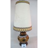 A large 1970's ceramic table lamp and shade, probably West German,