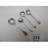 Four silver mustard spoons hallmarked est: £10-£20