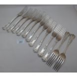 A set of twelve King's pattern silver dinner forks, 37oz approx,