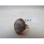 A 9ct gold cameo ring (size O) est: £35-£50