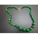 Faceted emerald gemstone necklace, 22" graduated,