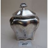 A silver bomb shaped tea caddy with fan type finial Sheffield 1902 (approx 5.