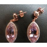 Pink amethyst marquise cut earrings,