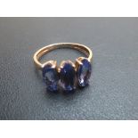 2.12 cts AAA grade tanzanite 9ct gold ring, each marquise 9 x 4.