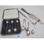 A set of five coffee bean terminal coffee spoons, boxed, Birmingham 1924,