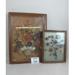 Two vintage shell-work picture panels,