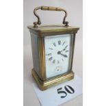 Late 19th/early 20th century brass cased alarm carriage clock,
