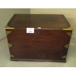A large 19th century mahogany brass bound blanket box with iron side handles (slight a/f) est: