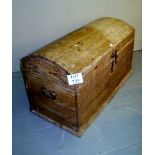 A 19th century pine dome top trunk with iron fittings est: £60-£90